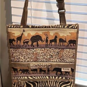 Jade Safari Animal Print Tote Bag with wheels